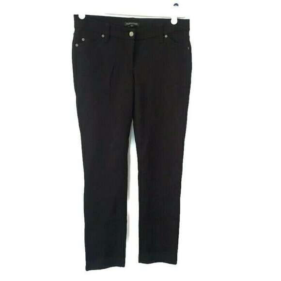 EILEEN FISHER STRAIGHT LEG STRETCH JERSEY Flat Ankle Pants Black Size 4 - Picture 1 of 6